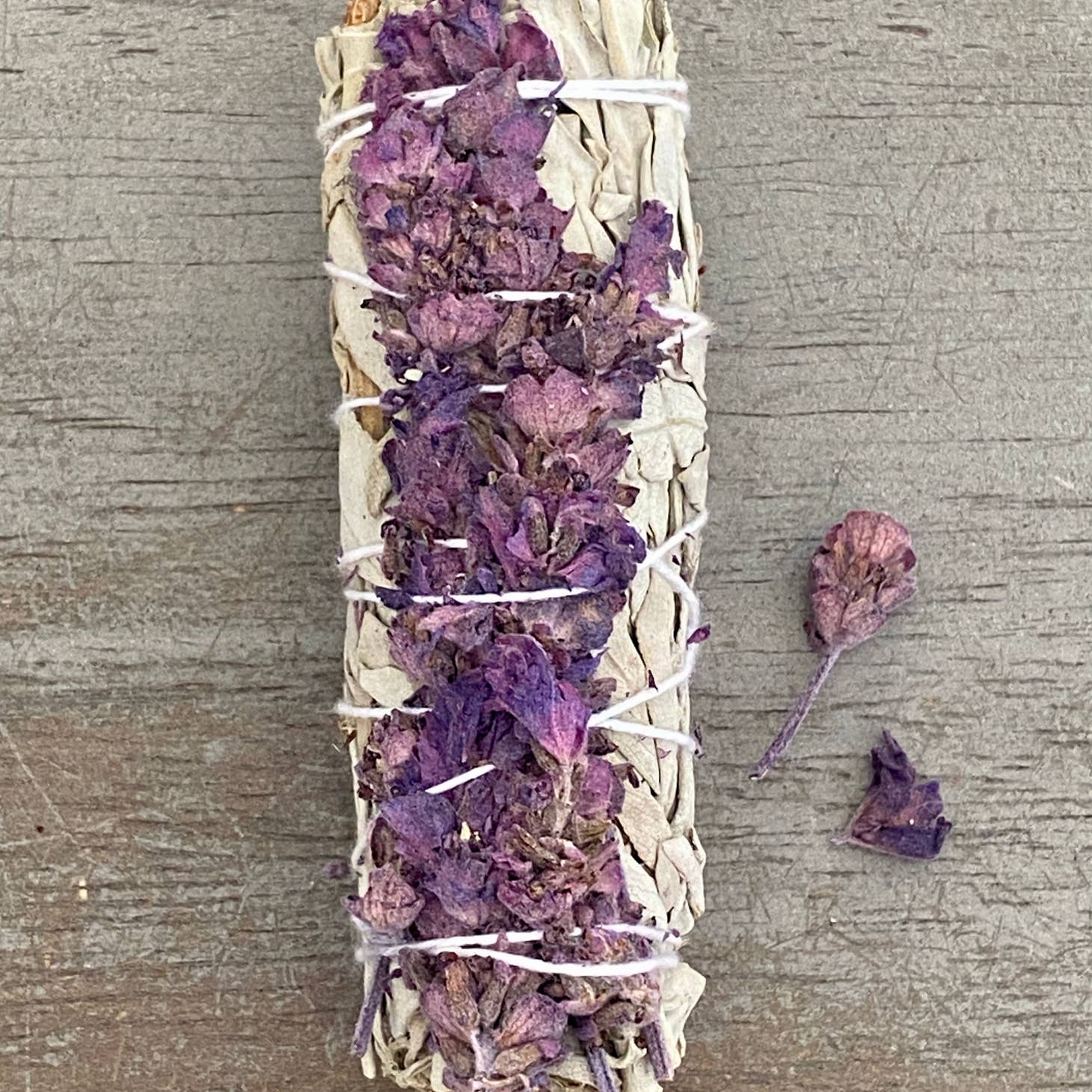 White Sage with Lavender Flowers Smudge Stick