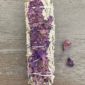 White Sage with Lavender Flowers Smudge Stick